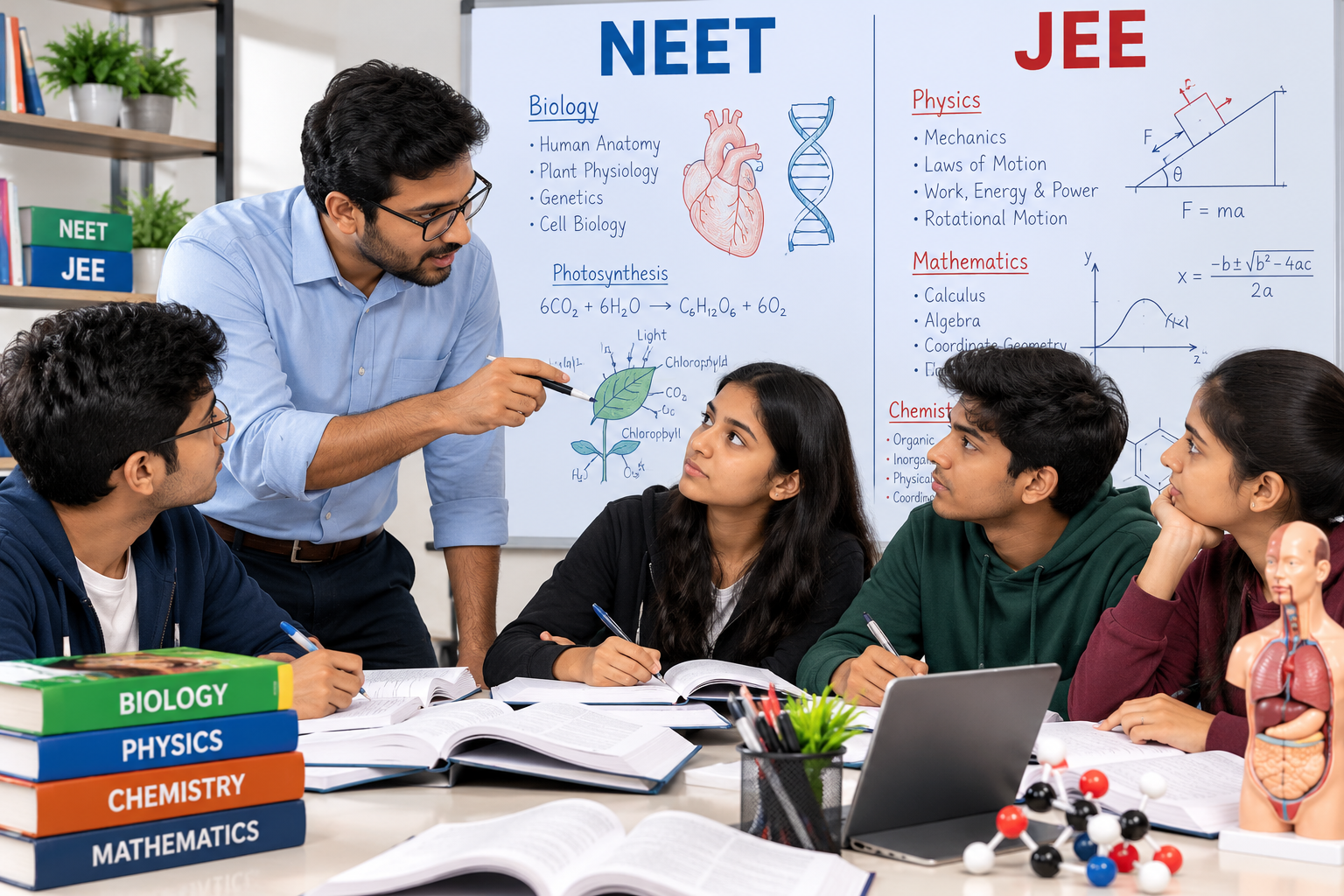 Students learning with tutor