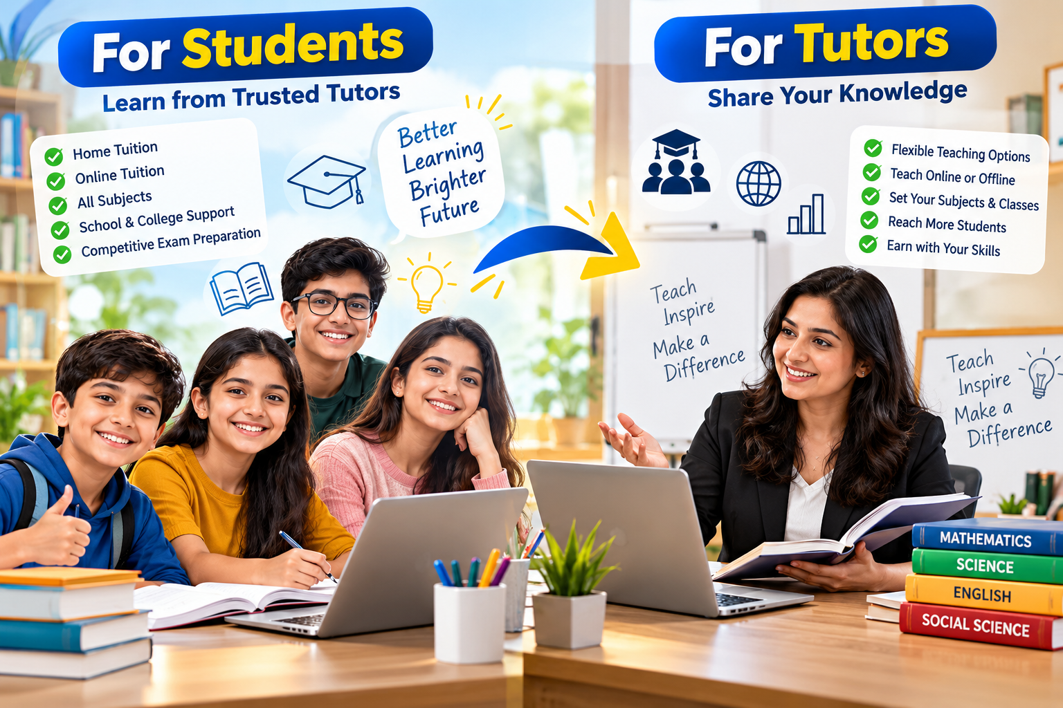 Teacher helping students